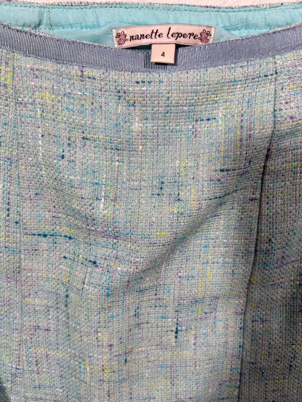 Nanette Lepore Teal Blue Boucle Tweed Skirt Suit - Picture 7 of 7